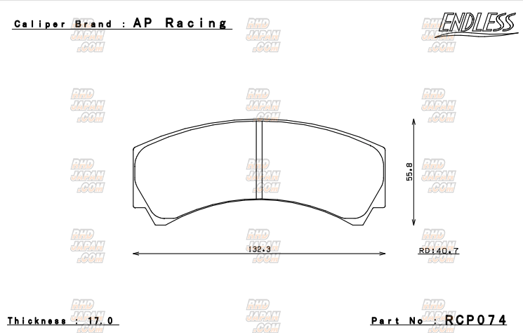 Endless Brake Pads Set Circuit Compound CC38 (ME22) AP Racing Caliper 4-Pot - RCP074